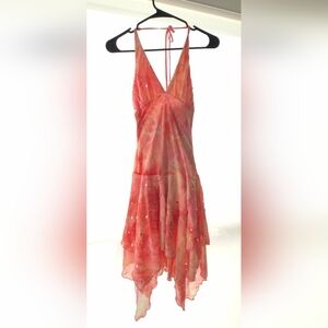 Elegant Pink Halter Dress